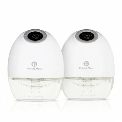 Pompa de san, Petite&Mars, Gaia Duo, Portabila, Cu 3 moduri, Panou control, Autonomie pana la 2.5 h, 9 functii de masaj, Silentioasa- 55db, Capacitate 180 ml, Alb