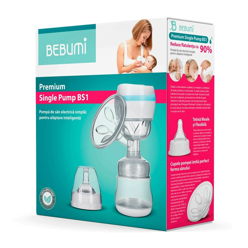 Bebumi - pompa san bs1 pink + adaptor 5.2 cm + 20 pungi deluxe