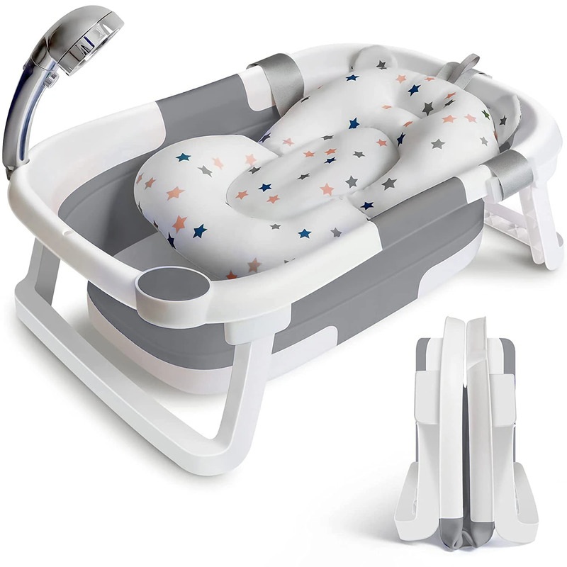 Primabobo - cadita pliabila compact, cu dop senzorial si suport anatomic, conform cu standardul european de securitate en71, 63 x 42 x 20 cm, gri