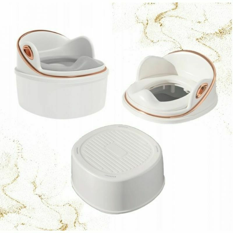 Primabobo - olita 3 in 1 olek, reductor, inaltator si olita propriu-zisa, din spuma pu, suprafata anti-stropire pentru baieti, 28,5 x 30 cm, alb/ gold rose