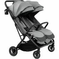 Carucior gemeni, FreeON, Twin Plus, De la nastere pana la 22 Kg, Cadru din aluminiu, Cu accesorii, Conform cu standardul european EN 1888-1:2018, Gri