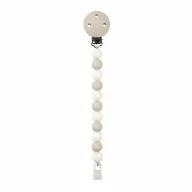 Clema pentru suzeta, Nattou, 100% silicon fara BPA, Cu sistem de prindere la suzeta, Cu margele, 30x7x18 cm, Neutru/Alb
