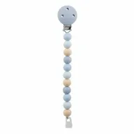 Clema pentru suzeta, Nattou, 100% silicon fara BPA, Cu sistem de prindere la suzeta, Cu margele, 30x7x18 cm, Neutru/Albastru