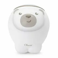 Proiector de pat, Chicco, Urs polar, 2 in 1, Cu muzica si sunete naturale, Functie de activare si dezactivarea proiectie, 2 trepte de volum, 13x13x14.5 cm, Maro