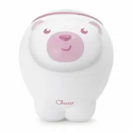Proiector de pat, Chicco, Urs polar, 2 in 1, Cu muzica si sunete naturale, Functie de activare si dezactivarea proiectie, 2 trepte de volum, 13x13x14.5 cm, Roz