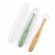 Set 2 lingurite, Petite&Mars, Take&Match, Includ cutie pentru depozitare, Adecvate pentru masina de spalat vase, Fara BPA, 6 luni+,  Verde/ Galben