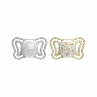 Set 2 suzete bebelusi, Chicco, Physio Light Glow, Ortodontice, Silicon moale, Extra ventilate, Fosforescente, Fara BPA, 6-16 luni, Verde/Galben