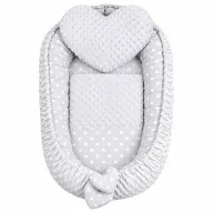 Set 3 piese, New Baby, Luxury, Baby Nest, Cu paturica si pernuta in forma de inima, Minky Heart Grey