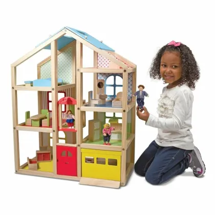 Melissa & Doug - Casuta De Papusi Din Lemn Mobilata