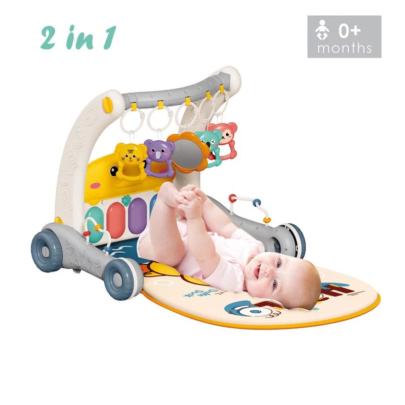 Antemergator si saltea de joaca, 2 in 1, Bebe Stars, Cu muzica si lumini, Duck Gym