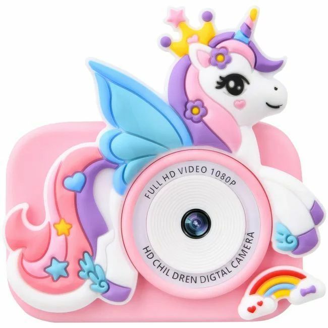 Camera digitala pentru copii, Free2Play, Cu doua camere si husa de protectie, Unicorn