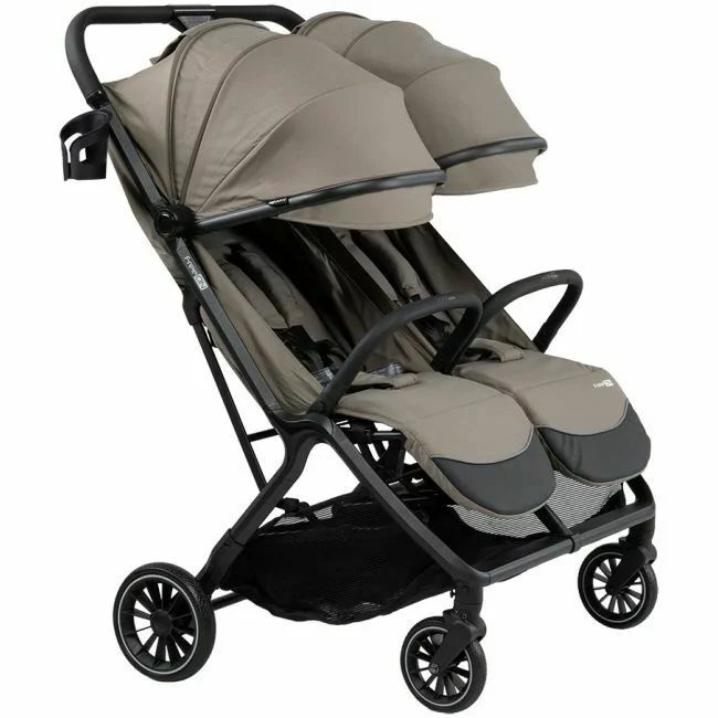 Carucior gemeni, FreeON, Twin Plus, De la nastere pana la 22 Kg, Cadru din aluminiu, Cu accesorii, Conform cu standardul european EN 1888-1:2018, Bej