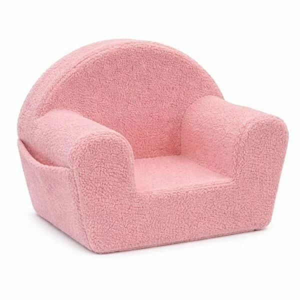 Fotoliu din burete, New Baby, Pentru copii, Cu buzunar lateral, Cu Husa detasabila, Din materiale certificate Oeko Tex Standard 100, Teddy Pink