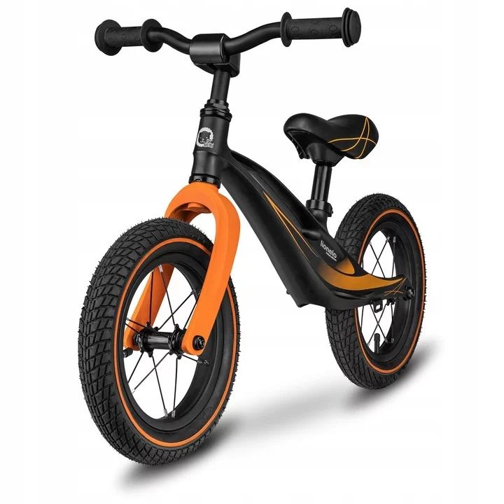 Bicicleta fara pedale, Lionelo, Bart Air, Usoara, Cu roti gonflabile, Cu cadru din magneziu, Cu ghidon si sa reglabile, Greutate 3.8 Kg, 12 inch, Conform cu standardul european de securitate EN71, Negru