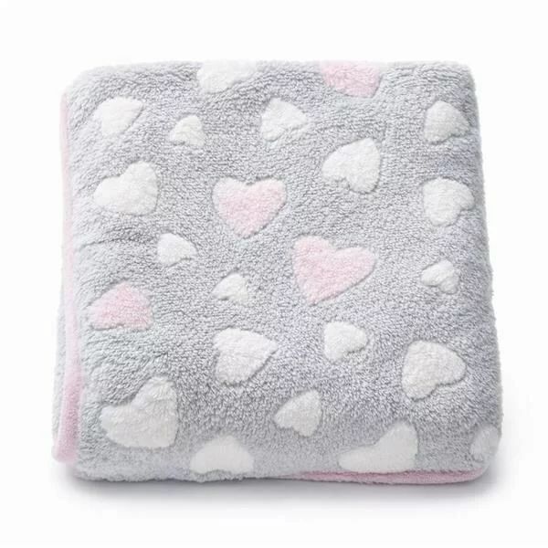 Paturica bebe, New Baby, 80x90 cm, Pufoasa, Pink Heart