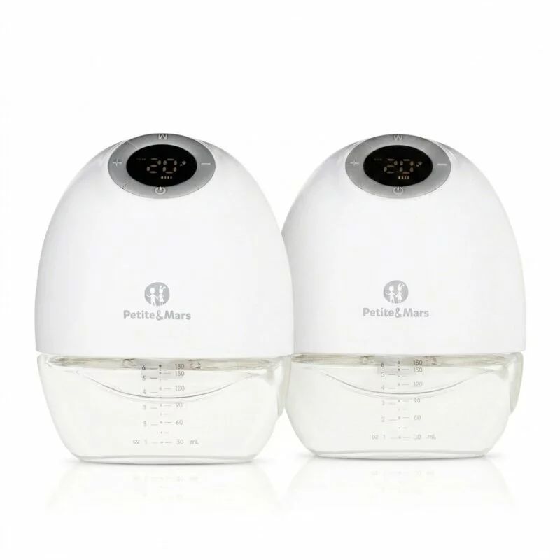 Pompa de san, Petite&Mars, Gaia Duo, Portabila, Cu 3 moduri, Panou control, Autonomie pana la 2.5 h, 9 functii de masaj, Silentioasa- 55db, Capacitate 180 ml, Alb