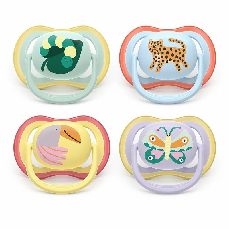 Set 2 suzete bebelusi, Philips Avent, Ultra Air, Ortodontice, Silicon moale, Ventilate, Senzatie naturala, Fara BPA, 0-6 luni, animalute