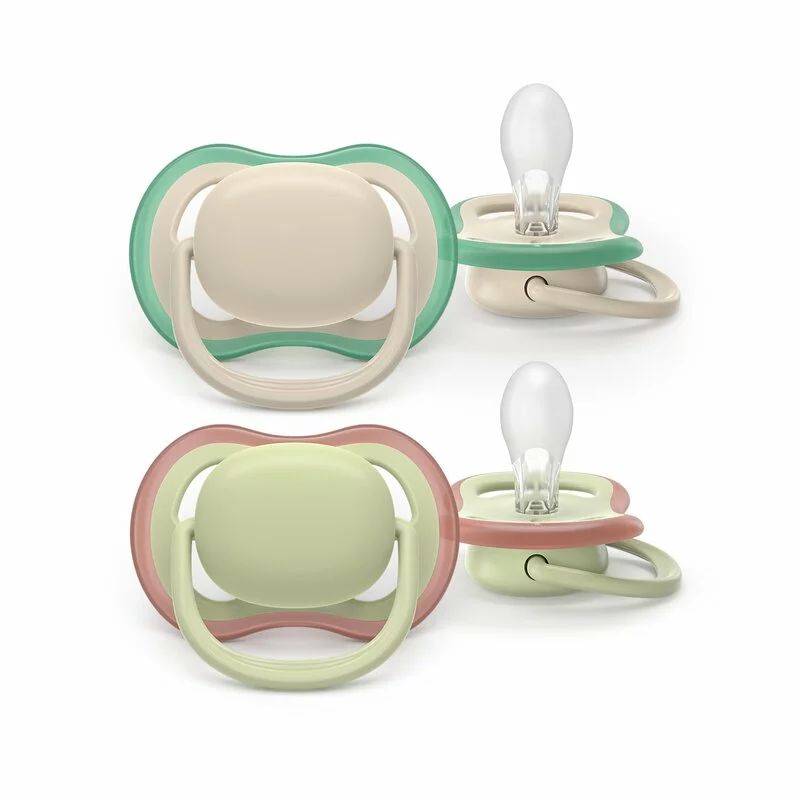 Set 2 suzete bebelusi, Philips Avent, Ultra Air, Ortodontice, Silicon moale, Ventilate, Senzatie naturala, Fara BPA, 6-18 luni, Verde/Rosu
