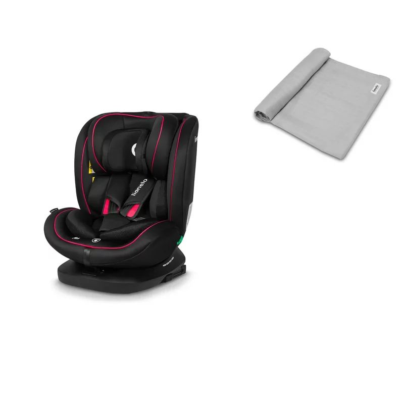 Set Scaun auto, Lionelo, Bastiaan i-Size, 4 in 1, ECE R129/03, Negru/Rosu + Muselina, Multifunctionala, 120x120 cm, Gri