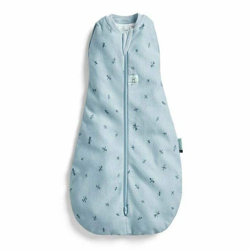 Sistem de infasat si sac de dormit, ErgoPouch, 2 in 1, 6-12 luni, 8-10 kg, TOG 0.2, Bumbac organic, Fermoar bidirectional, Transformabil, Lavabil la masina, Certificat non-toxic, Premiat in Australia, Libelule, Albastru