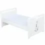 Patut din lemn bebe, Transformabil si pentru junior, 120x60 cm, Din lemn de pin si mdf, Stabil si rezistent, Inaltime saltea reglabila pe 3 nivele, Laterala cu 3 bete detasabile, EN716-1, EN716-2, Alb, Babyneeds, Nadia II, Girafa + Saltea 10 cm - 6