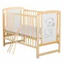 Patut din lemn bebe, 120x60 cm, Cu laterala culisanta, Din lemn de pin si mdf, Stabil si rezistent, Inaltime saltea reglabila pe 3 nivele, Laterala cu 3 bete detasabile, EN716-1, EN716-2, Natur, Babyneeds, Timmi - 9