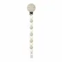 Clema pentru suzeta, Nattou, 100% silicon fara BPA, Cu sistem de prindere la suzeta, Cu margele, 30x7x18 cm, Neutru/Alb