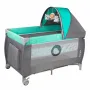 Patut pliant, Lionelo, Sven Plus, 120x60 cm, Cu doua nivele, Cu arcada jucarii, masuta de infasat, vibratii, melodii, conform cu standardele europeane de securitate EN716 si EN12221, Turcoaz/Gri - 10