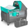 Patut pliant, Lionelo, Sven Plus, 120x60 cm, Cu doua nivele, Cu arcada jucarii, masuta de infasat, vibratii, melodii, conform cu standardele europeane de securitate EN716 si EN12221, Turcoaz/Gri - 8