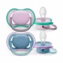 Set 2 suzete bebelusi, Philips Avent, Ultra Air, Ortodontice, Silicon moale, Ventilate, Senzatie naturala, Fara BPA, 6- 18 luni, Albastru/Mov - 1