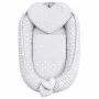 Set 3 piese, New Baby, Luxury, Baby Nest, Cu paturica si pernuta in forma de inima, Minky Heart Grey - 1