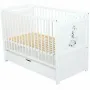 Set Patut din lemn bebe Babyneeds, Nadia II cu sertar, 120x60 cm, Alb + Saltea patut bebe, Cocos Confort II, Cu fibre de cocos si strat de burete, 120x60x10 cm + Protectie impermeabila, Pentru patuturi 120x60 cm, Alb - 11