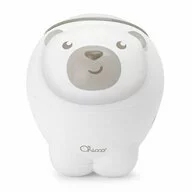Proiector de pat, Chicco, Urs polar, 2 in 1, Cu muzica si sunete naturale, Functie de activare si dezactivarea proiectie, 2 trepte de volum, 13x13x14.5 cm, Maro
