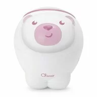 Proiector de pat, Chicco, Urs polar, 2 in 1, Cu muzica si sunete naturale, Functie de activare si dezactivarea proiectie, 2 trepte de volum, 13x13x14.5 cm, Roz