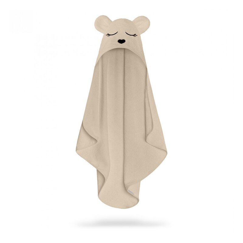Babysteps - prosop din fibra de bambus cu gluga pentru bebelusi si copii, teddy beige, marimea s 85x90cm