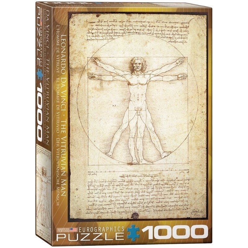 Puzzle 1000 piese The Vitruvian Man, Leonardo da Vinci