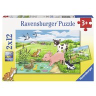 Ravensburger - Puzzle Animale la ferma, 2x12 piese