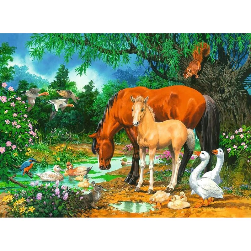 Ravensburger - Puzzle animale Animale la iaz Puzzle Copii, piese 100