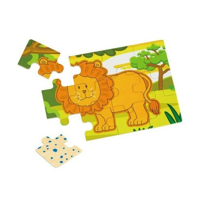 Viga - Puzzle din lemn Jungla , Puzzle Copii ,  4 in 1, Conectabile, piese 48