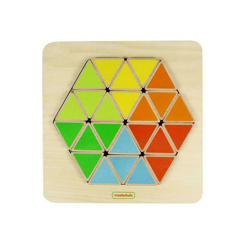 Panou educativ creativ Hexagon colorat, din lemn, +3 ani, Masterkidz