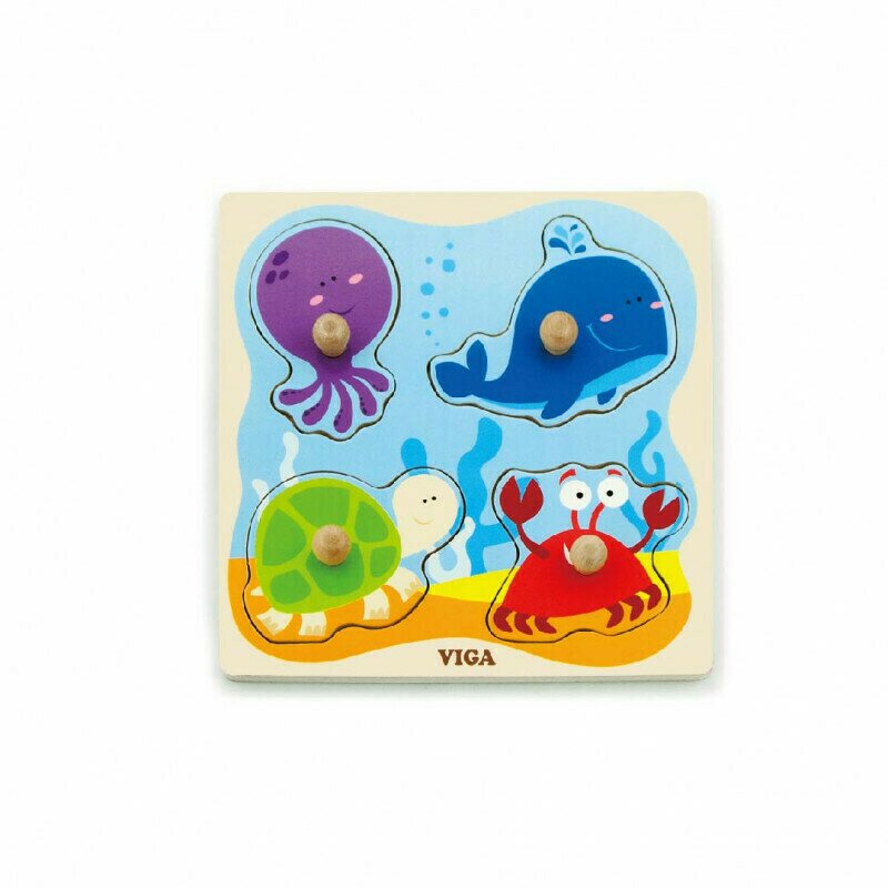 Viga - Puzzle cu manere Animale din ocean,