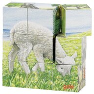 Goki - Puzzle cuburi - animale de la ferma - pui