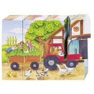 Goki - Puzzle cuburi - anotimpurile la ferma
