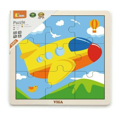 Viga - Puzzle din lemn Avion , Puzzle Copii , Cu piese mari, piese 9