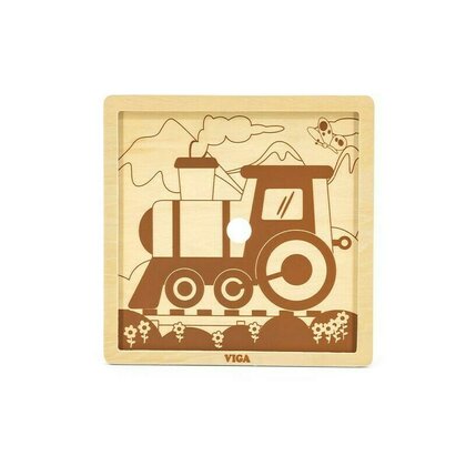 Viga - Puzzle din lemn Tren , Puzzle Copii , Cu piese mari, piese 9