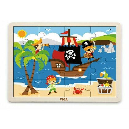 Viga - Puzzle din lemn Pirati , Puzzle Copii, piese 16