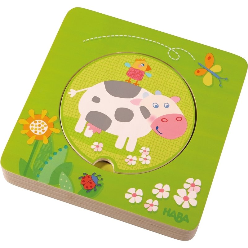 Haba - puzzle din lemn, la ferma, 12 luni+