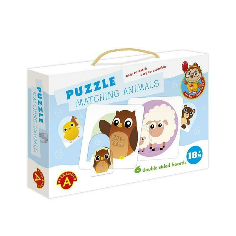 Puzzle educativ Perechi de animale, 6 imagini, +18 luni Alexander Games