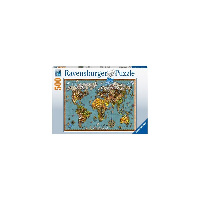 Puzzle Harta Lumii Fluturi, 500 Piese