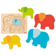 Goki - Puzzle din lemn Elefanti Incastru Puzzle Copii, piese5